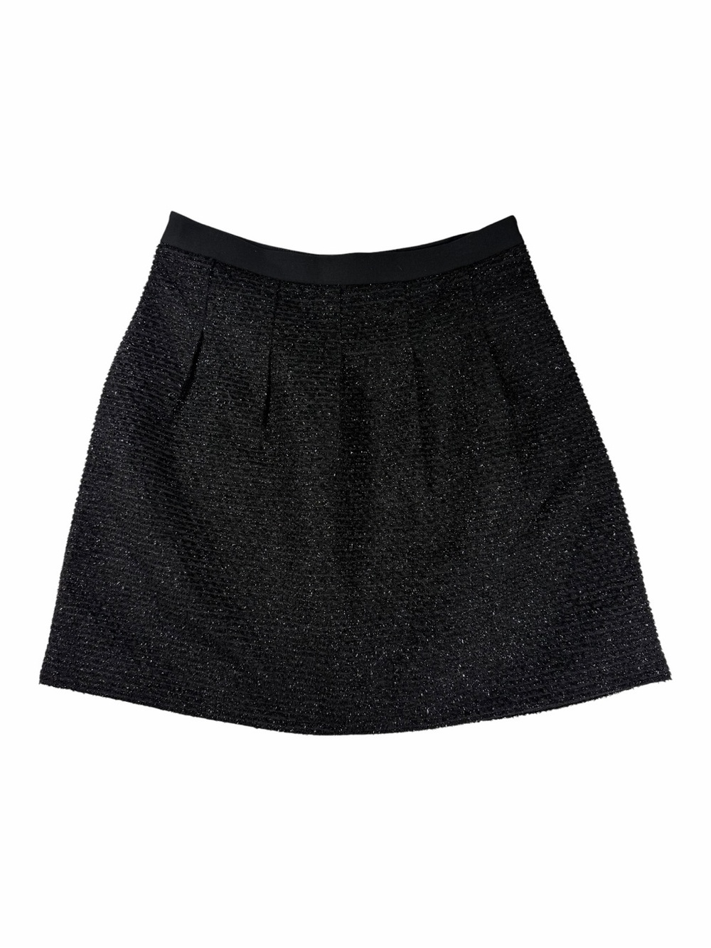 LOFT Metallic Tweed Mini Skirt Size 6 Black Textured A-Line - Picture 3 of 10